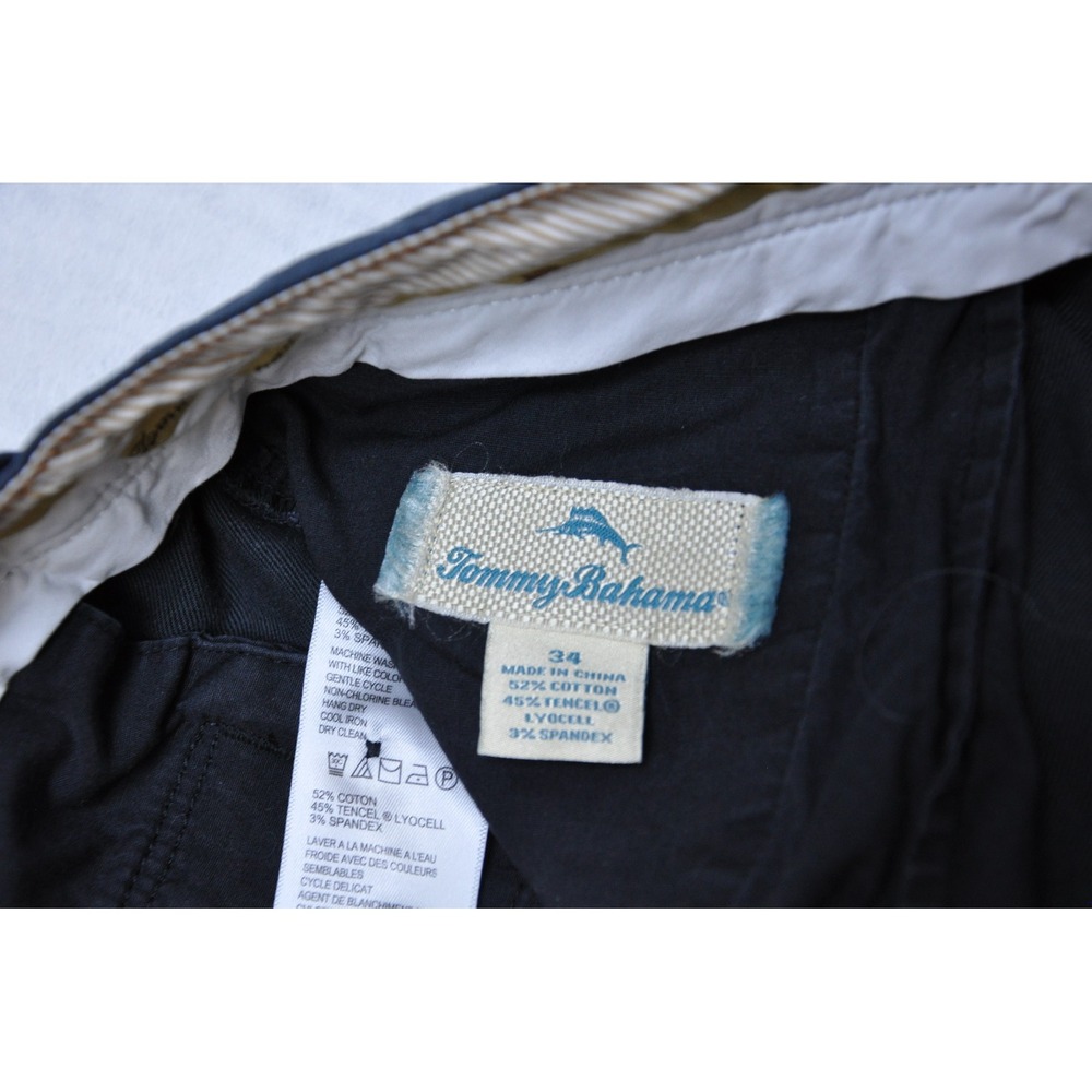 Tommy Bahama Shorts Mens 34 Navy Blue Stretch Casual Chino Tencel Comfort Summer - Picture 2 of 8